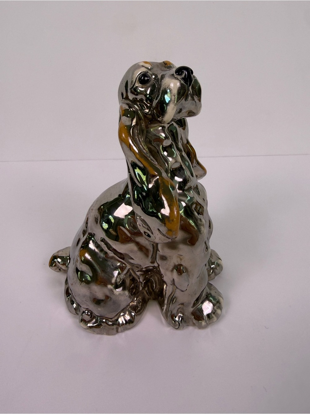 Rare Kay Finch California Silver Luster Spaniel Dog Figurine MCM Ceramic